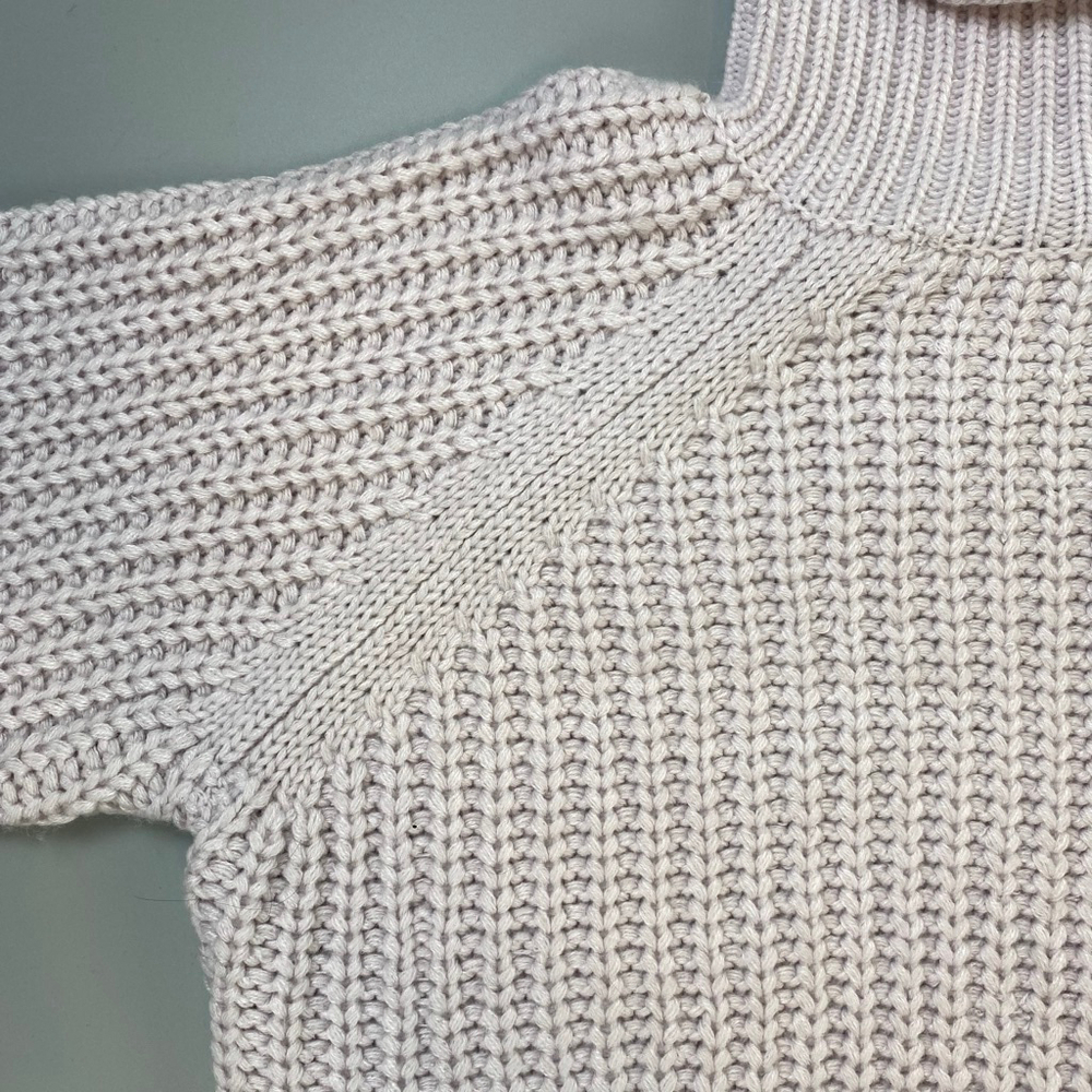 Sweater Small Pink Ribbed Roll Neck Soft Girl Balletcore Pastel Raglan Boxy Crop - Picture 10 of 10